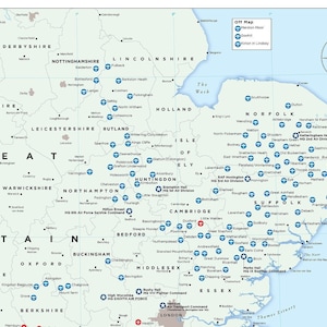USAAF Bases in Great Britain During World War II Map US 8th Air Force and 9th Air Force Bases During the Second World War Map image 3