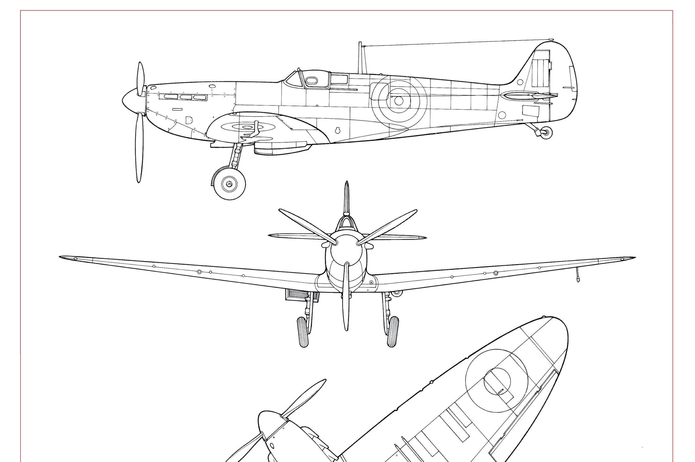 Supermarine Spitfire MkI 3View Drawing Digital Download Etsy 日本
