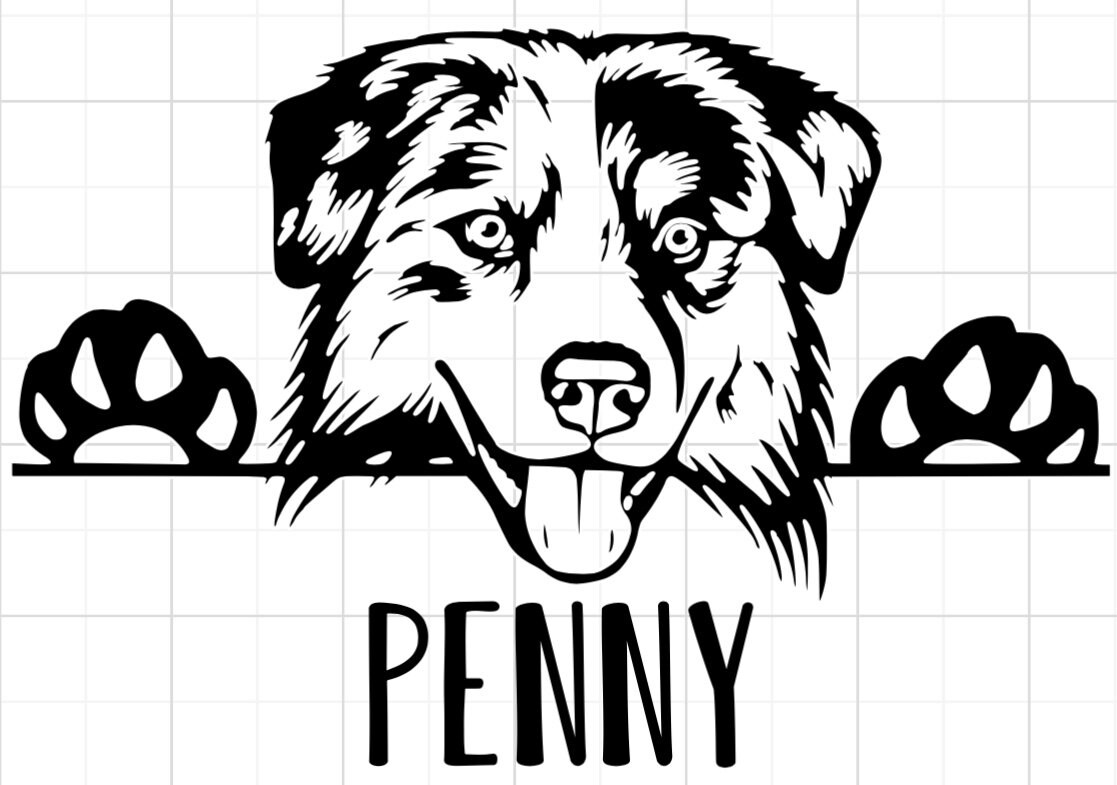 Australian Shepherd Personalized Dog Vinyl Decal | Etsy