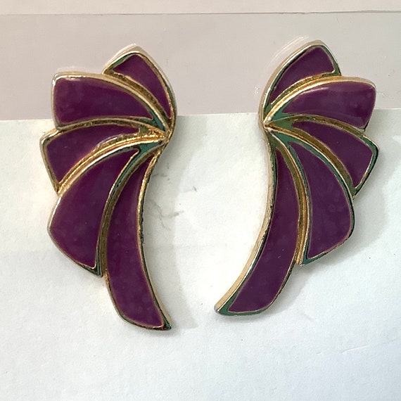 Grey Leather Brooch Set Circa 1980/'s Vintage Post Earrings Silver Tone
