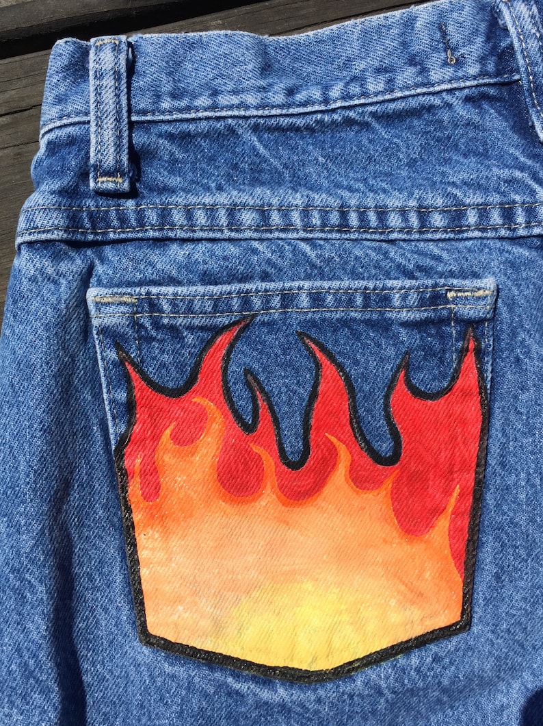 Custom Flame Jeans | Etsy