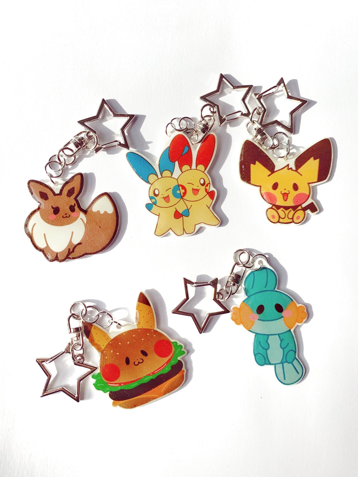 Cute Pokemon Charm Keychains Shrink Plastic and UV Resin Etsy