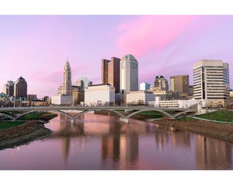 Downtown Columbus Skyline at Sunset: Wall Art