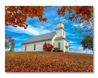 Small Country Church in the Fall 8x10 photo