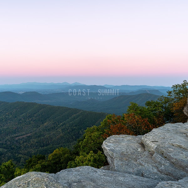 McAfee Knob Pastel Sunset; Appalachian Trail mountain sunset in Virginia; wall art for living room, bedroom, office, cabin, cottage