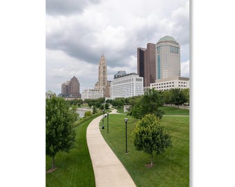 Columbus Ohio Skyline Print: Scioto Mile Stormy Day Wall Art
