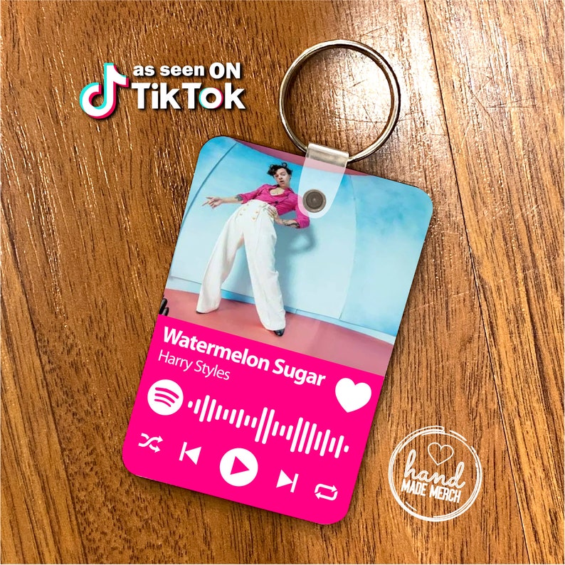 Spotify Keychain Song Photo Album Wood Keychain Gift Etsy