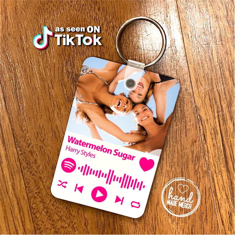Spotify Keychain Song Photo Album Wood Keychain Gift Etsy