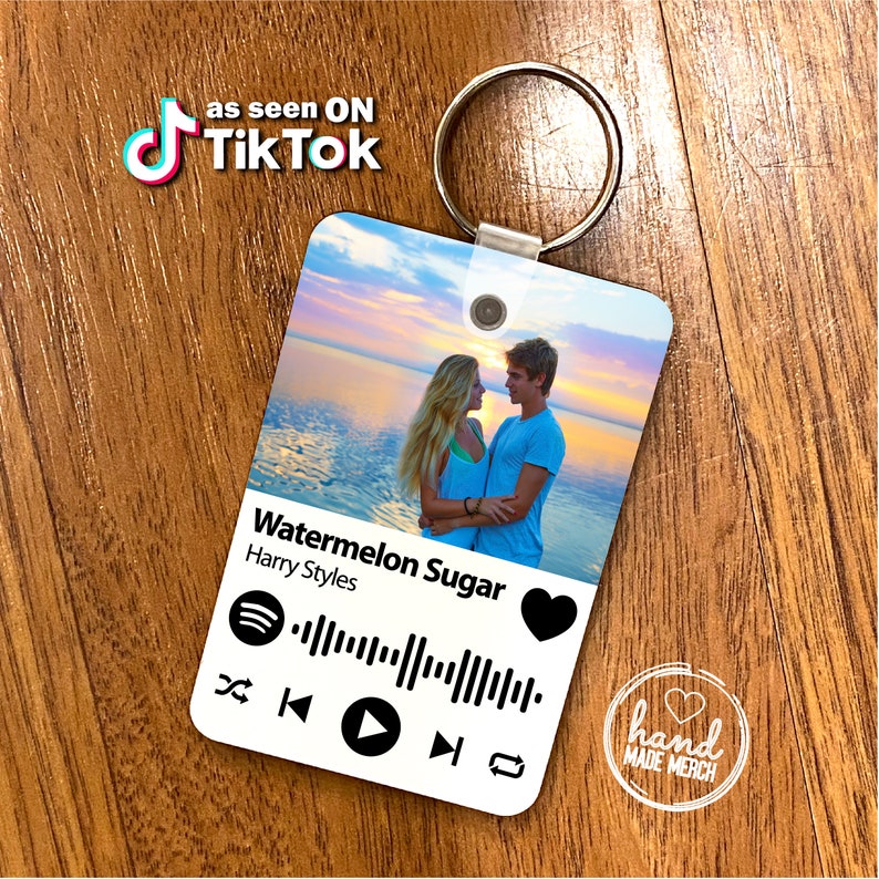 Spotify Keychain Song Photo Album Wood Keychain Gift Etsy
