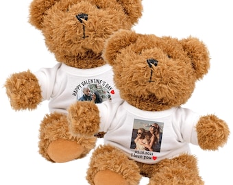 Custom Photo Teddy Bear | Add your Message | 8" Teddy Bear | Shirt Alone or with Bear | Gift | Anniversary | Remembrance | Logos | Designs