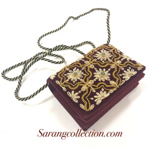Velvet Evening clutch/Bag with Zardozi embroidery, OOAK statement bag, handbag,gift for her,Hand embroidered clutch