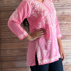 Modal Cotton Chikankari Short Kurti