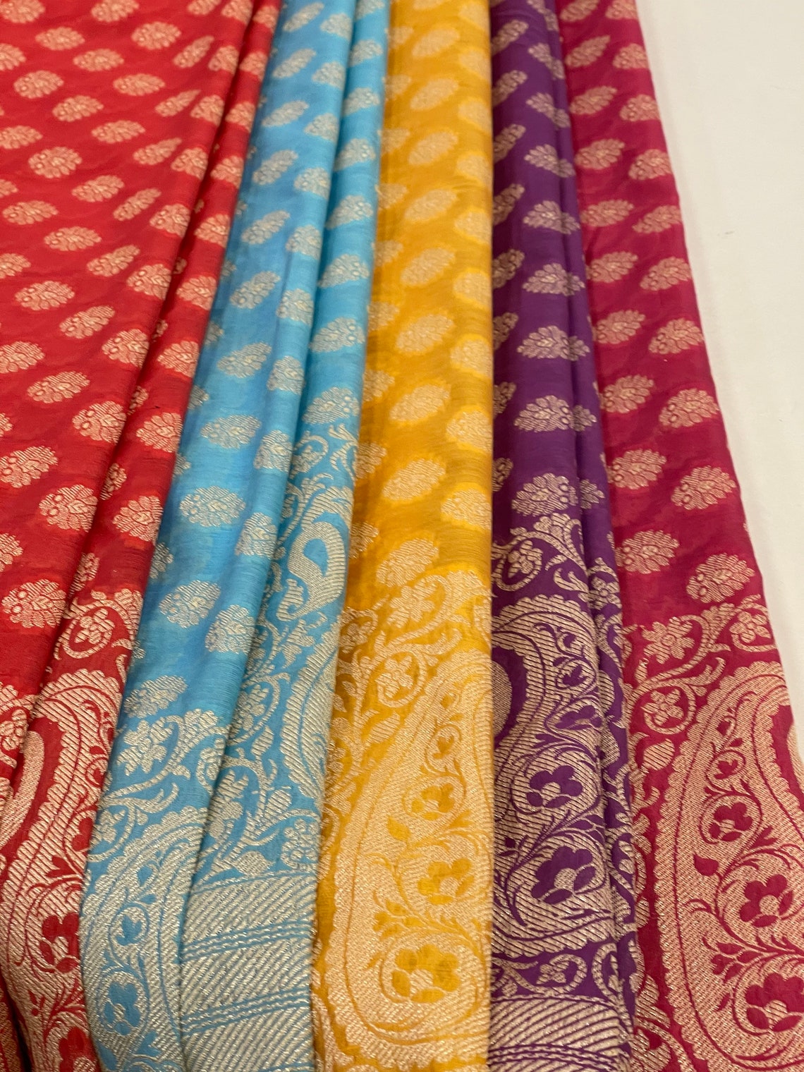 Banarasi Silk Dupatta/scarf Gold Handwoven Indian | Etsy