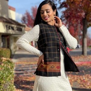 Women&#39;s Vest, Pure wool women&#39;s vest, Wool vest for women, Warm women&#39;s vest, Hand woven pure wool kullu vest