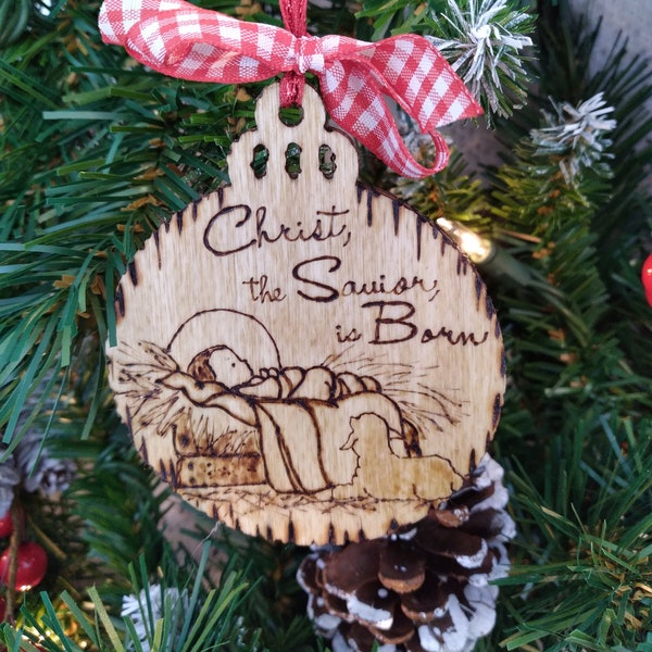 Handcrafted Wood ornament, Rustic Christmas , Wood burned, , Personalized Ornament, Gift, Handmade, Christian decoration, Unique Christmas