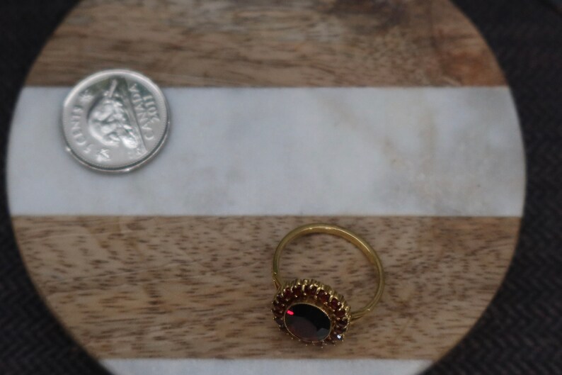 8K Gold Glass Garnet Ring