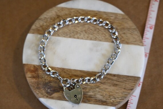 Sterling Bracelet with Vintage Heart Padlock