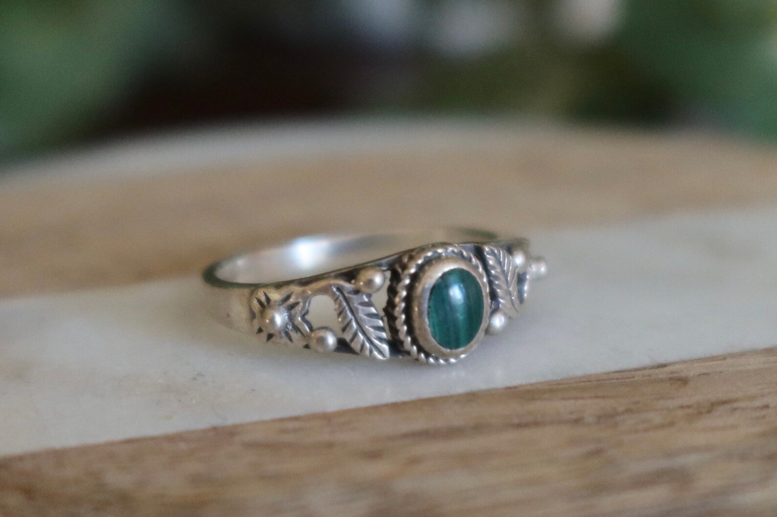 Sterling Ring with Green Stone Etsy