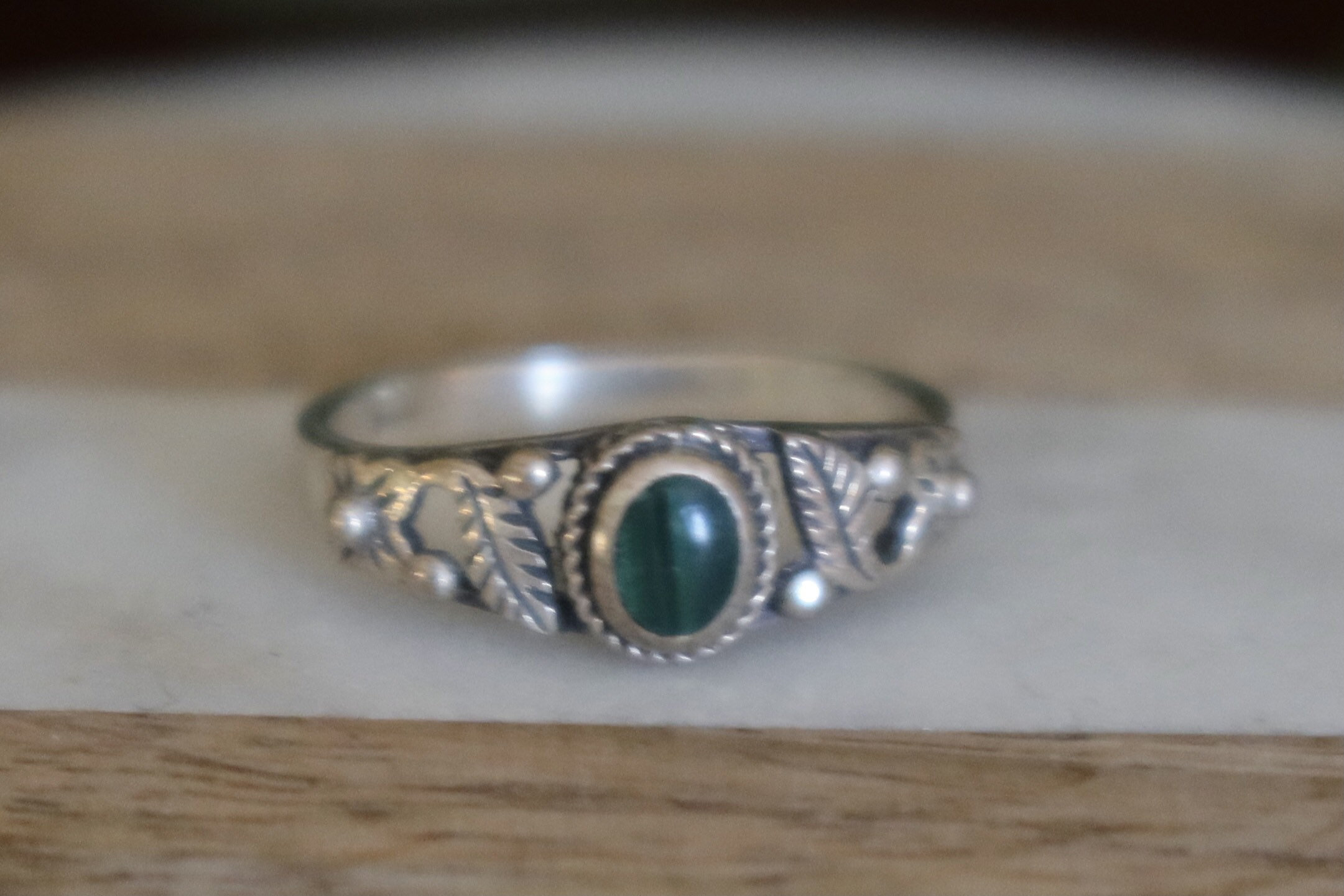Sterling Ring with Green Stone Etsy