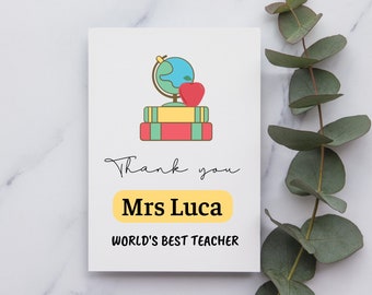 Tarjeta de agradecimiento del maestro - Tarjeta de agradecimiento del maestro - Tarjeta de maestro personalizada - Tarjeta de fin de período para el maestro