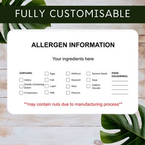 Allergen Stickers | Allergy Information Stickers | Food Allergy Labels |  Allergy label stickers for Bakers