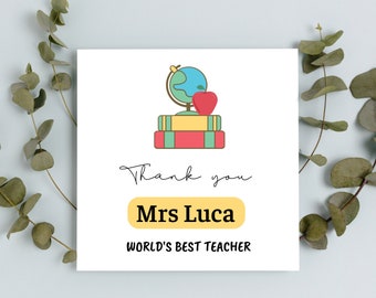 Tarjeta de agradecimiento del maestro - Tarjeta de agradecimiento del maestro - Tarjeta de maestro personalizada - Tarjeta de fin de período para el maestro