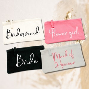 Flower Girl Canvas Pouch - Flower Girl Gift - Bridesmaid  Gift -  Bride Gift - Custom Canvas Pouch - Make Up Bag - Cosmetic Bag