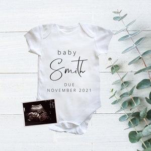 Pregnancy announcement vest | Personalised baby vest |  New baby Vest | Bodysuit ANY NAME | baby shower | New baby | Personalised Babygrow