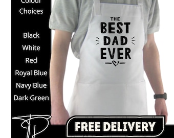 Best Dad Ever Father's Day Apron with pockets | Personalised Printed Kitchen Apron for Women & Men | Fathers Day Present | Father's Day