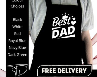 Best Dad Ever Father's Day Apron with pockets | Personalised Printed Kitchen Apron for Women & Men | Fathers Day Present | Father's Day