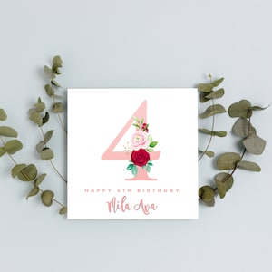 Personalisierte 4. Geburtstagskarte | Happy 4th Birthday Karte | Geburtstagskarte | vierte Geburtstagskarte