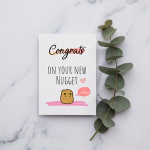 Gepersonaliseerde nieuwe babymeisjeskaart | Nieuwe Baby Boy Card | Gefeliciteerd met uw kleine Nugget | Gefeliciteerd met uw kleine Nuggie | Nieuwe babykaart | A6 |