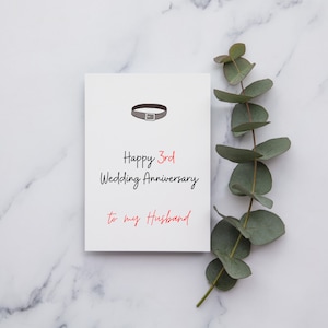 Happy 3e verjaardag aan mijn man | Verjaardag van leder | Jubileumkaart Voor hem | Jubileumkaart voor haar | Happy Anniversary Card