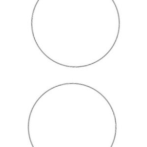 May include: Two identical, thin, black circular outlines are positioned vertically against a plain white background. Each circle is perfectly round, featuring a clean, continuous line that defines the shape without any fill or interior detail.