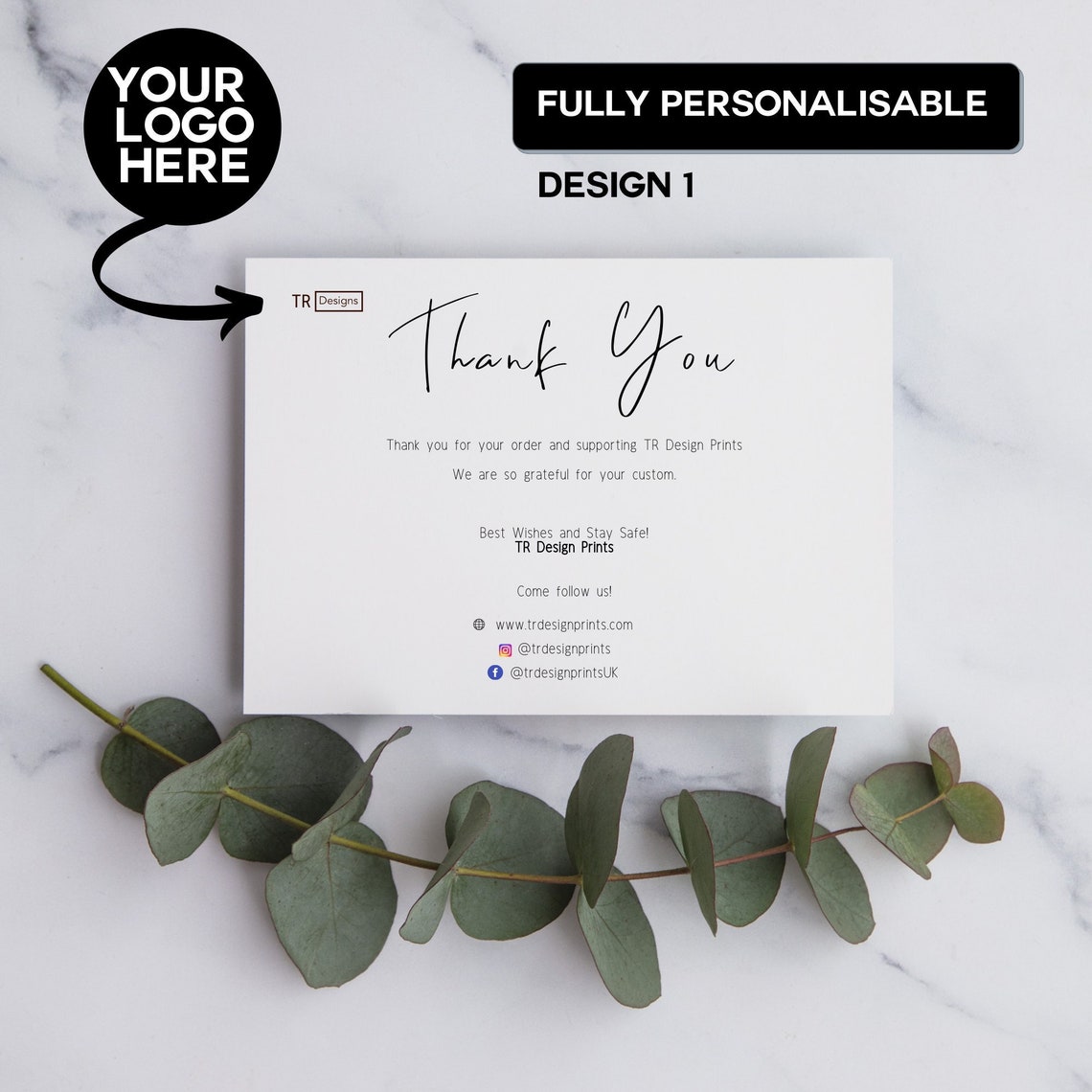 Personalised Thank You for Your Order Packaging Cards Small Etsy UK