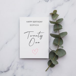 Biglietto di compleanno 21 personalizzato / A6 o carta quadrata / Buon compleanno / Biglietto per Lui / Biglietto Buon Compleanno / 21 Biglietto di compleanno