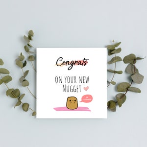 Gepersonaliseerde nieuwe babymeisjeskaart | Nieuwe Baby Boy Card | Gefeliciteerd met uw kleine Nugget | Gefeliciteerd met uw kleine Nuggie | Nieuwe babykaart | A6 |