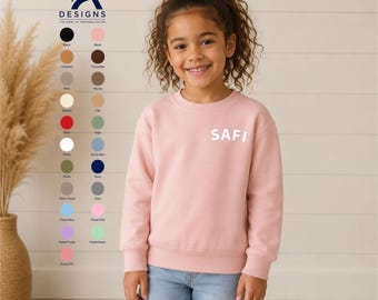 Personalised Kids Sweatshirt - Custom Kids Kids Crew Neck Fleece Sweatshirt - Dusty Pink