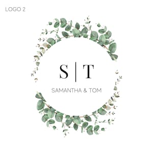 Wedding logo design | Wedding monogram | eucalyptus wedding logo | Floral wedding logo | Logo initials | Wedding emblem | Luxury monogram
