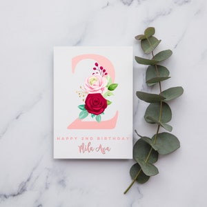 Carte de 2e anniversaire personnalisée | Bonne carte de 2e anniversaire | | de carte d’anniversaire Carte de deuxième anniversaire
