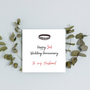 Buon terzo anniversario di mio marito / anniversario di pelle / carta di anniversario per lui / carta di anniversario per il suo / happy anniversary card