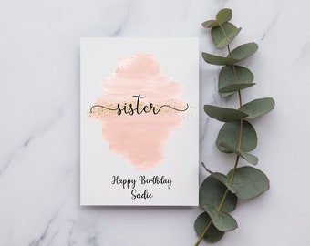 Personalised Sister Birthday Card | A6 or Square Card | Happy Birthday Sister | Birthday Card for Sister | Sister's Birthday