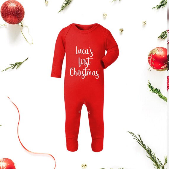 personalised my first christmas baby grow