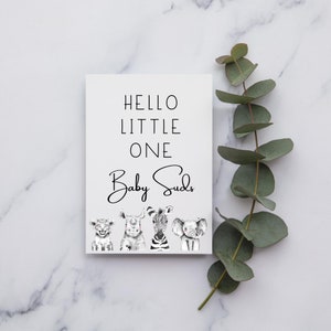 Tarjeta de la nueva bebé personalizada / nueva tarjeta del niño del bebé / bienvenido a la tarjeta del mundo / tarjeta de la pequeña una del niño de hola / tarjeta del bebé del nuevo nacido / tarjeta de la bebé de la bebé