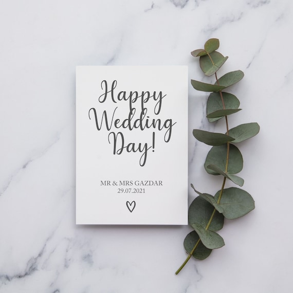 Personalised Wedding Day Card Happy Wedding Day Card Wedding Day Card Wedding Card