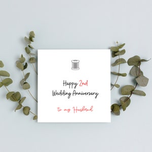Happy 2nd Anniversary to my Wife Cotton Anniversary card Anniversary card For Him Anniversary Card For Her Happy Anniversary Card image 4