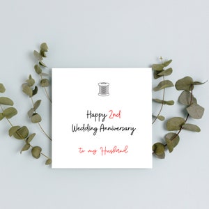 Happy 2nd Anniversary to my Husband | Cotton Anniversary card | Anniversary card For Him | Anniversary Card For Her | Happy Anniversary Card