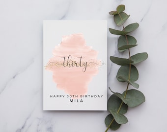 Personalised 30th Birthday Card | A6 or Square Card | Happy Birthday | Card for girl | Happy Birthday card | thirty birthday Card