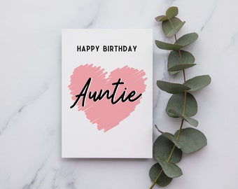 Happy Birthday Auntie Card | A6 or Square Card | Happy Birthday Aunt | Auntie Birthday Card