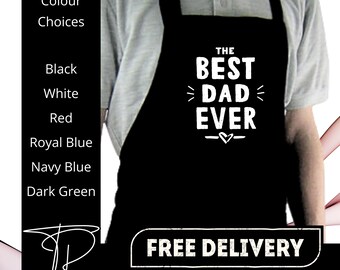 Best Dad Ever Father's Day Apron with pockets | Personalised Printed Kitchen Apron for Women & Men | Fathers Day Present | Father's Day